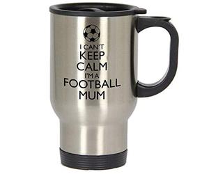 CiderPressMugs® Black Silver I Can't Keep Calm I'm a Football Mum Metal Travel Mug Mum Gift Present Footie