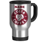 CiderPressMugs Costa Coffee Personalised Silver Travel Mug Cup. Your Name Printed Mug Coffee Tea Cup. (Silver Travel Mug)