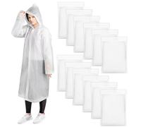 Cididu 12 Pack Rain Ponchos for Adults, Reusable Raincoat with Drawstring Hood, Portable EVA Rain Jackets for Women Men, Waterproof Long Rain Cape, Emergency Poncho for Travel Camping Hiking Outdoor