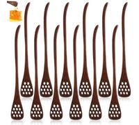Cididu 12 Pack Wood Honey Dipper, Honey Spoon Sticks, Honey Mixing Stirrers for Tea Coffee, Honey Comb Sticks with Long Handle, Reusable Honey Wand Syrup Dippers for Home Kitchen Party, Food Safe, 7''