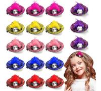 Cididu 18 Pieces Mini Hat Hair Clip, Tea Party Hat for Girls with Faux Feather Diamond, 2 Inch Clip-On Design Fancy Hairpin Fascinators for Costume Accessory, Decoration, 6 Colors, Multicolor, 2