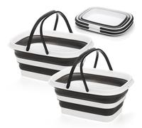Cididu 2-Pack Collapsible Tub with Handle, Rectangular Handy Basket/Bucket, 8.5L Portable Outdoor Picnic & Camping Sink, Wash Basin for Dishes, Hiking and Home