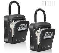 Cididu 2 Pack Key Lock Box for Outside, Wall Mount Lockbox for Keys with Code, Waterproof Key Safe Storage Box 4 Digit Combination, Portable Resettable Door Lock Box for Realtors Retail Store Garage