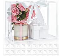 Cididu 20 Pack Clear Plastic Gift Bags with Handles, 12x10x5 Inch Reusable Transparent Goodie Flower Bag with Ribbon, Gift Packaging Bags Bulk for Wedding, Party, Birthday, Bridal Shower, Baby Shower