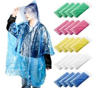 Cididu 20 Pack Disposable Rain Ponchos for Adults, Clear Plastic Emergency Raincoats with Hood, Individually Wrapped Bulk Rain Ponchos Waterproof Family Pack Camping