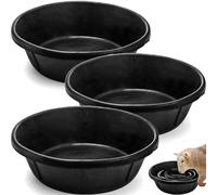 Cididu 3 Pack Rubber Feed Pan, 8 Quart Large Horse Feed Bucket, Heavy Duty Rubber Water Bowl for Livestock, Stackable Chicken Dust Bath Tub for Pig Goat Dog Cat Farm Animal Feeding, 14.5'' x 4.5''