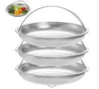 Cididu 3 Pack Steamer Basket for Cooking, Micro-Perforated Strainer Colander Set, Stainless Steel Vegetable Veggie Steamer Rack for Pot, All-In-One Steaming Rack Stand with Handles, Dishwasher Safe