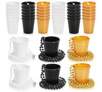 Cididu 36 Pack Shot Glass on Beaded Necklace, Mini Plastic Shot Cups, Party Shot Glasses Bachelorette, Reusable Adult Party Favors for Tailgating Halloween Wedding Birthday Graduation Mardi Gras