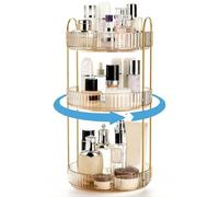 Cididu 360 Rotating Makeup Organizer, 3 Tiers Plastic Bathroom Spinning Holder Rack, Round Lazy Susan Organizer, Large Capacity Countertop Shelf for Cosmetics, Perfume, Skincare, Spice, Toiletries
