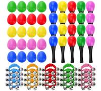 Cididu 60 Pcs Shaker Musical Instruments, 20 Pcs Egg Shaker with 20 Wrist Hand Band Bells and 20 Sand Hammer Shakers, Music Early Learning Percussion, for Music Lovers