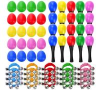 Cididu 60 Pcs Shaker Musical Instruments, 20 Pcs Kids Egg Shaker with 20 Wrist Hand Band Bells and 20 Sand Hammer Shakers, Kids Music Early Learning Percussion Toy, for Music Lovers