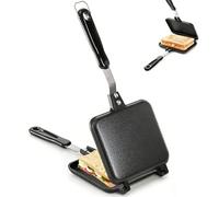 Cididu Hot Sandwich Maker, Grilled Sandwich Toaster Gas Stove, Double-sided Non-stick Frying Pan for Bread Panini Cheese Pancake Breakfast, Stovetop Sandwich Grill Press Flip Pan for Camping Kitchen