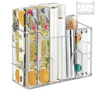 Cididu Kitchen Wrap Organizer Rack Wall Mount, Cabinet Door Organizer Storage, Wall Rack Basket Sturdy Steel Wire, Tall Inside Cabinet Holder for Aluminum Foil Plastic Wrap Wax Paper, Easy to Install