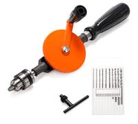 Cididu Manual Hand Drill 1/4-Inch Capacity, Speedy Hand Drill Set with 10 Pcs Drill Bits, Small Handheld Drills with Precision Drill Chucks for Wood, Plastic, Model Making and DIY Drilling