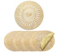 Cididu Set of 12 Gold Round Placemats, Hollow Out Pressed Vinyl Tablemats, Dinning Table Mats 15 Inches, Washable Non-Slip Place Mats for Table Setting Decor Wedding Festival Party Centerpiece