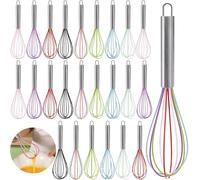 Cididu Set of 24 Silicone Whisk Bulk for Cooking, 10 In Wisking Tool Non Scratch, Flexible Rubber Whisks for Nonstick Pans, Kitchen Hand Whisk for Blending Beating Baking, BPA Free Dishwasher Safe