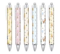 cidobi 6PCS Winnie Pattern Pens Set, the Pooh Reusable Writing Pens, Cute Accessories Items Stationary, Perfect for School, Office Supplies, Party gifts, Theme Notebooks, Sticky Notes, Desk Decor