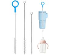 CIDYAUST Long Straw Cleaner Brush 9.9”+7.9”, 3-Pack Straw Brushes | Stainless Steel Handle and Nylon Bristle, Long Pipe Cleaners for Stanley Straw, Baby Bottle and Hummingbird Feeder