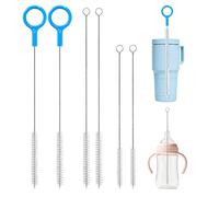 CIDYAUST Long Straw Cleaner Brush, 9.9” & 7.9”, 6-Pack Straw Brushes | Stainless Steel Handle and Nylon Bristle, Long Pipe Cleaners for Stanley Straw, Baby Bottle and Hummingbird Feeder
