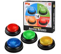 Cieex 4 Buzzers for Trivia Games, Answer Buzzer for Classroom, Game Show Buzzer with Fun Sound Effects for Family & Classroom