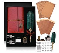Cieex Quill Pen and Ink Set with Leather Notebook Vintage Calligraphy Set for Beginners Him Men Dad