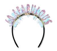 CIEHER 60th Birthday Crown - Pink 60 and Fabulous Headband, Women's 60th Birthday Decoration - One Size, Plastic, Laser Sequins