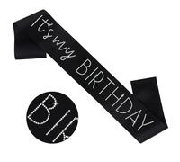 CIEHER 63 L x 3.6 W Black Birthday Sash - It's My Birthday Sash Rhinestones Decorations