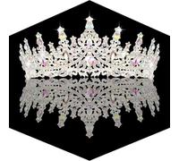 CIEHER Crystal Crown Tiara for Women Silver AB Rhinestones Princess Queen Crowns for Wedding Birthday Prom Pageant Party