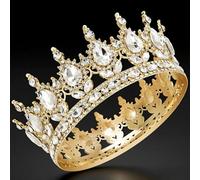 CIEHER Crystal Gold Queen Crowns for Women Girls Royal Crowns for Halloween Costume Birthday Party Prom, Crown Cake Topper(Gold)