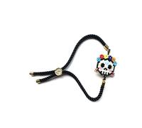 Cielo Agave Handmade Adjustable Catrina Bracelet, Mexican Skull, Jewelry for Women, Miyuki Style, Stackable Charm Bracelet, Adjustable, Glass, no gemstone