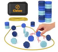 Cieloo Magnet Game, Magnetic Game with String, 18PCS Blue Sensory Silicone Magnet Stones for Family and Party, Magnetic Chess Strategy Table Board Games for Kids Adults.