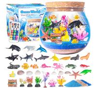 Cieloo Terrarium Craft Kit, Ocean Terrarium Craft Kit for Kids, Remote LED Night Light Up Ocean Under The Sea Christmas Birthday Gifts for Girls, DIY Arts and Crafts Kit for Kids.