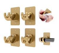 CIEMGNZOC 4PCS No Drill Curtain Rod Brackets, Gold Plastic, Self-Adhesive & Screw Mount, Holds Up To 20 Pounds, Suitable For Rods Up To 1.57 Inch Diameter