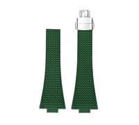 CIEMJSYNF 11mm 12mm FKM Convex Strap Compatible With Tissot PRX Series Super Player 35mm 40mm Fluoro Rubber Quick Release Butterfly Buckle Watch Band(Green,12mm)