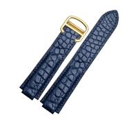 CIEMJSYNF 16-8mm 18-11mm 20-12mm 22-14mm Crocodile Leather Watch Strap Compatible With Cartier Blue Balloon W69012Z4 W69016Z4 Series Convex Watchband(Blue gold buckle,20-12mm)