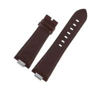 CIEMJSYNF 1853 Convex End Leather Watchband Compatible With Tissot PRX Series Strap Belt T137.407 .410 Men's Bracelet Wrist 26x12mm(B brown no clasp)