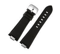CIEMJSYNF 1853 Convex End Leather Watchband Compatible With Tissot PRX Series Strap Belt T137.407 .410 Men's Bracelet Wrist 26x12mm(B black silver)