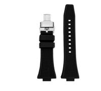 CIEMJSYNF 1853 Watchband Compatible With Tissot PRX T137.407/410 Super Player Silicone Rubber Watch Band Men And Women Wriststrap 26x12mm(A-black silver)