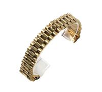 CIEMJSYNF 20mm Curved End President Watch Band Compatible With NH35 Datejust 904L Stainless Steel Strap Compatible With Silver Gold Bracelet(Gold)