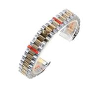 CIEMJSYNF 20mm Curved End President Watch Band Compatible With NH35 Datejust 904L Stainless Steel Strap Compatible With Silver Gold Bracelet(Silver gold)