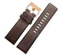 CIEMJSYNF 22mm 24mm 26mm 27mm 28mm 30mm 32mm Compatible With Diesel Watches leather strap DZ4323 1657 4318 DZ4344 Litchi grain men Watchband(Brown rose gold,32mm)