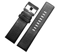 CIEMJSYNF 22mm 24mm 26mm 27mm 28mm 30mm 32mm Compatible With Diesel Watches leather strap DZ4323 1657 4318 DZ4344 Litchi grain men Watchband(Black black buckle,30mm)
