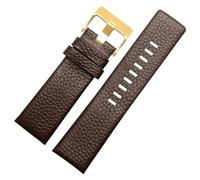 CIEMJSYNF 22mm 24mm 26mm 27mm 28mm 30mm 32mm Compatible With Diesel Watches leather strap DZ4323 1657 4318 DZ4344 Litchi grain men Watchband(Brown gold buckle,27mm)