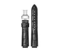 CIEMJSYNF 24 * 16MM Convex Leather Strap Compatible With 1853 Tisso-t T-LADY TXL T061.717A/T061.3/T061.5 Men And Women Watch Accessories(Black silver,22mm)