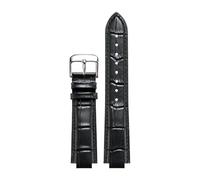CIEMJSYNF 24 * 16MM Convex Leather Strap Compatible With 1853 Tisso-t T-LADY TXL T061.717A/T061.3/T061.5 Men And Women Watch Accessories(Black D silver,22mm)