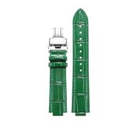 CIEMJSYNF 24 * 16MM Convex Leather Strap Compatible With 1853 Tisso-t T-LADY TXL T061.717A/T061.3/T061.5 Men And Women Watch Accessories(Green silver,20mm)