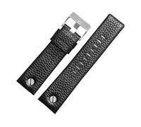CIEMJSYNF 24 26 27 28mm Soft Watchbands Compatible With Die-sel DZ7313 7322 7257 7313 DZ7333 4318 Women's Men's Watch Straps With Black Sliver Buckle(Black-silver buckle,28mm)