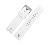 CIEMJSYNF 24 26 27 28mm Soft Watchbands Compatible With Die-sel DZ7313 7322 7257 7313 DZ7333 4318 Women's Men's Watch Straps With Black Sliver Buckle(White-silver buckle,30mm)