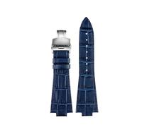 CIEMJSYNF 26 * 12mm Cowhide Leather Watchband Compatible With Tissot PRX Series 40MM T137.407/T137.410 Men's Casual Fashion Replacement + Tools(Blue silver buckle)