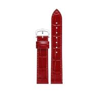 CIEMJSYNF Advanced Leather Strap Compatible With Cartier Santos Dumont Watch Band Women Quick Release Alligator Pattern Leather Small Large Sizes(Red Buckle 1,17.5mm)